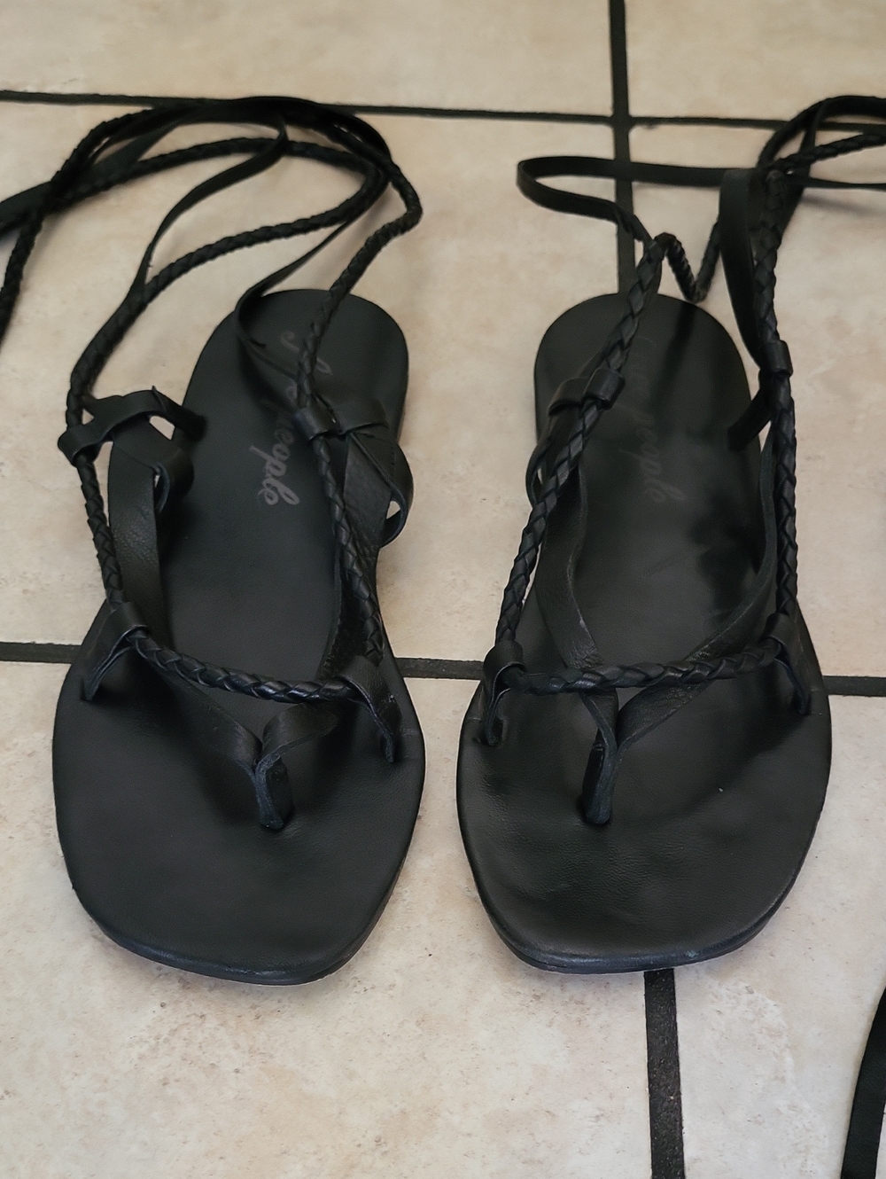 Free People Vacation Day Wrap Sandal Braided Sandals Black EU 39